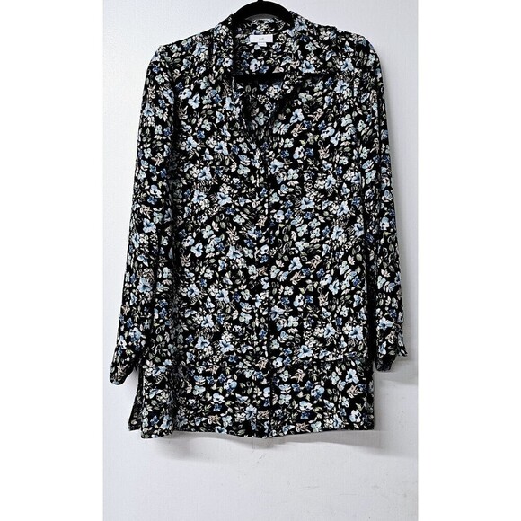 J. Jill Tops - J JILL Black Floral Long Sleeve Button-Up Women Shirt (M)